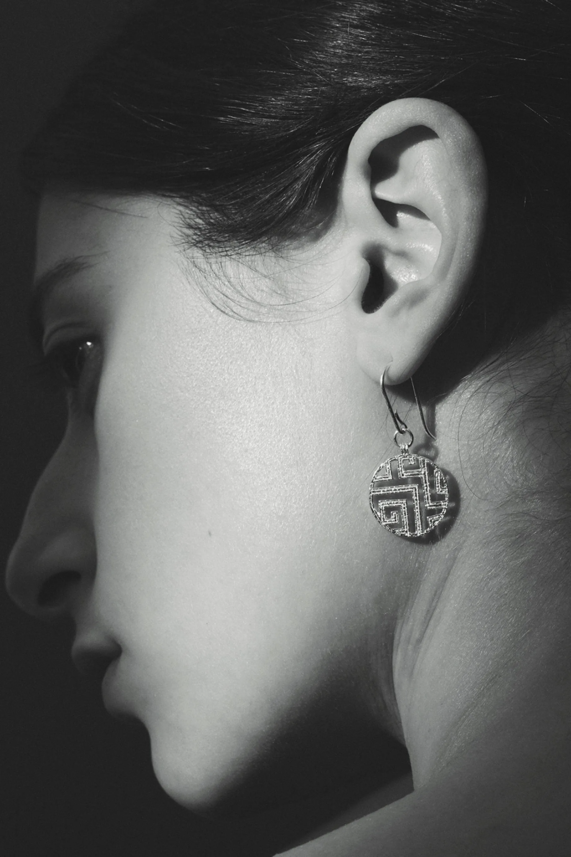 Temple Of The Sun Greca Earring - Silver