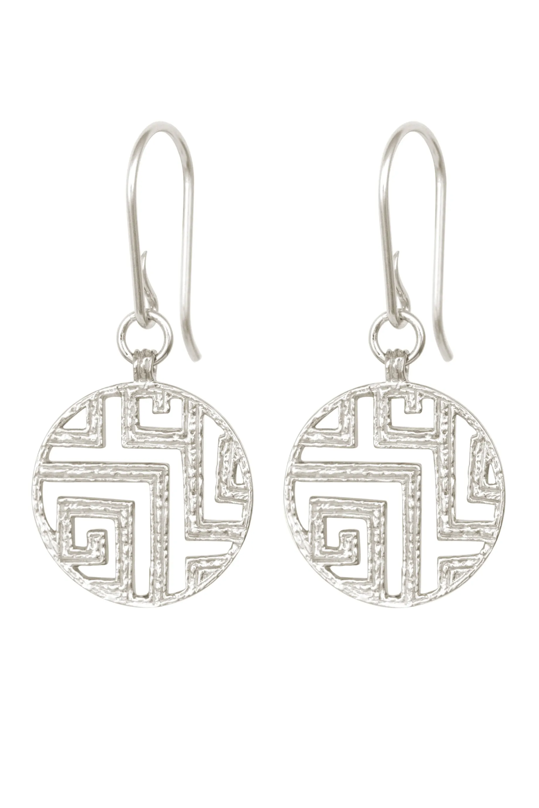 Temple Of The Sun Greca Earring - Silver