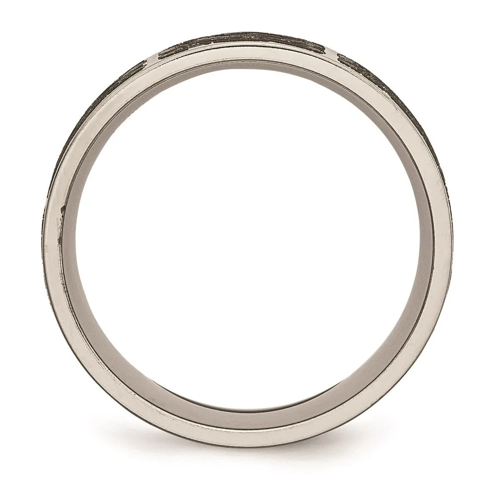 Titanium Flat 8mm Laser Design Polished Band | TB3B