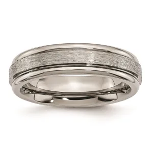 Titanium Grooved Edge 6mm Brushed and Polished Band | TB14