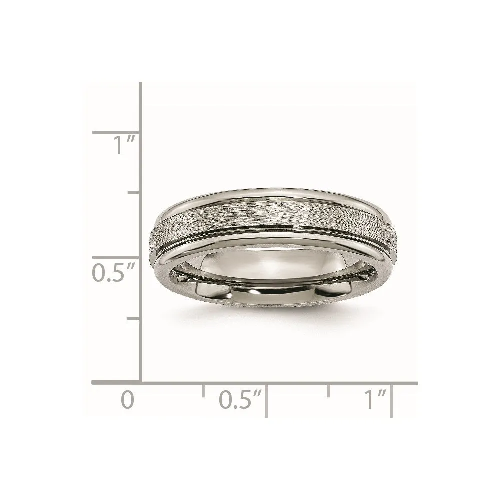 Titanium Grooved Edge 6mm Brushed and Polished Band | TB14