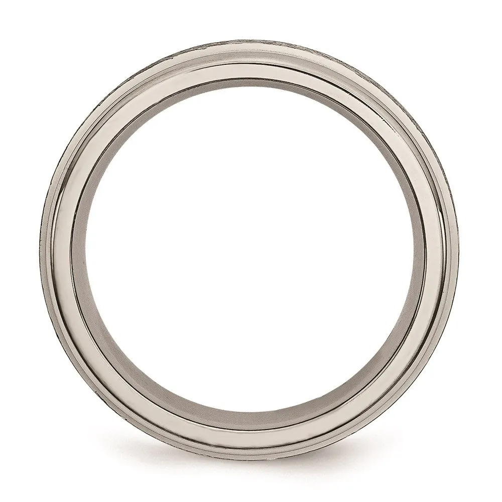 Titanium Grooved Edge 6mm Brushed and Polished Band | TB14