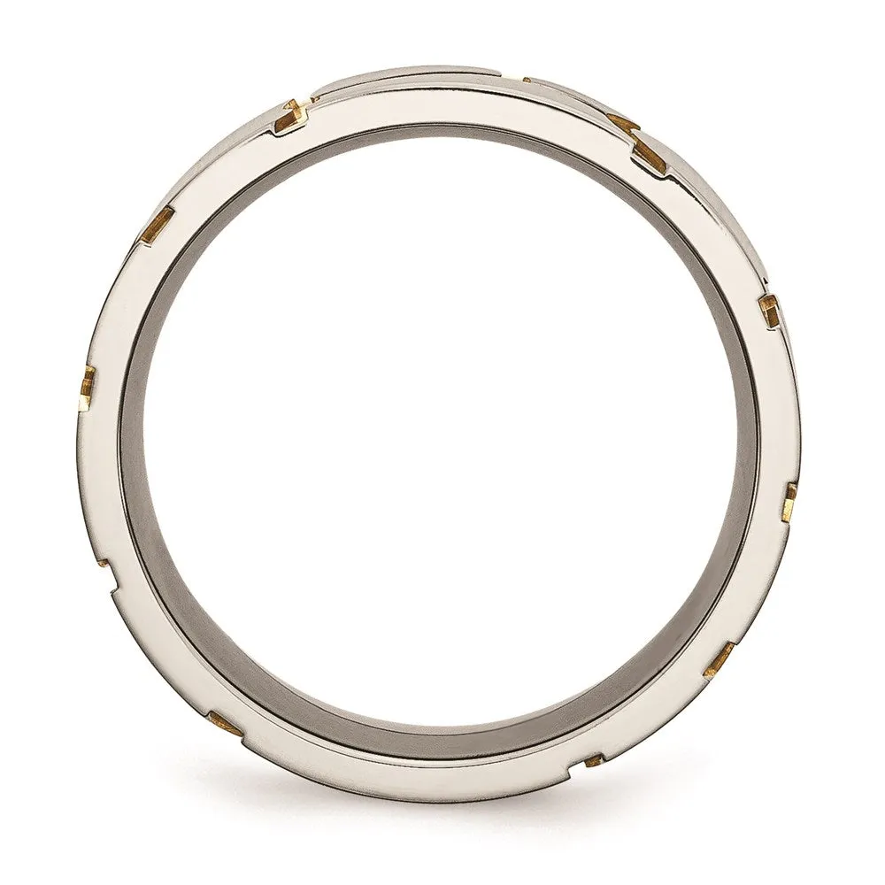 Titanium Grooved Yellow IP-plated Mens 8mm Brushed Band | TB273