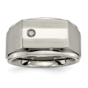 Titanium Satin & Polished Diamond Band | TB263AA