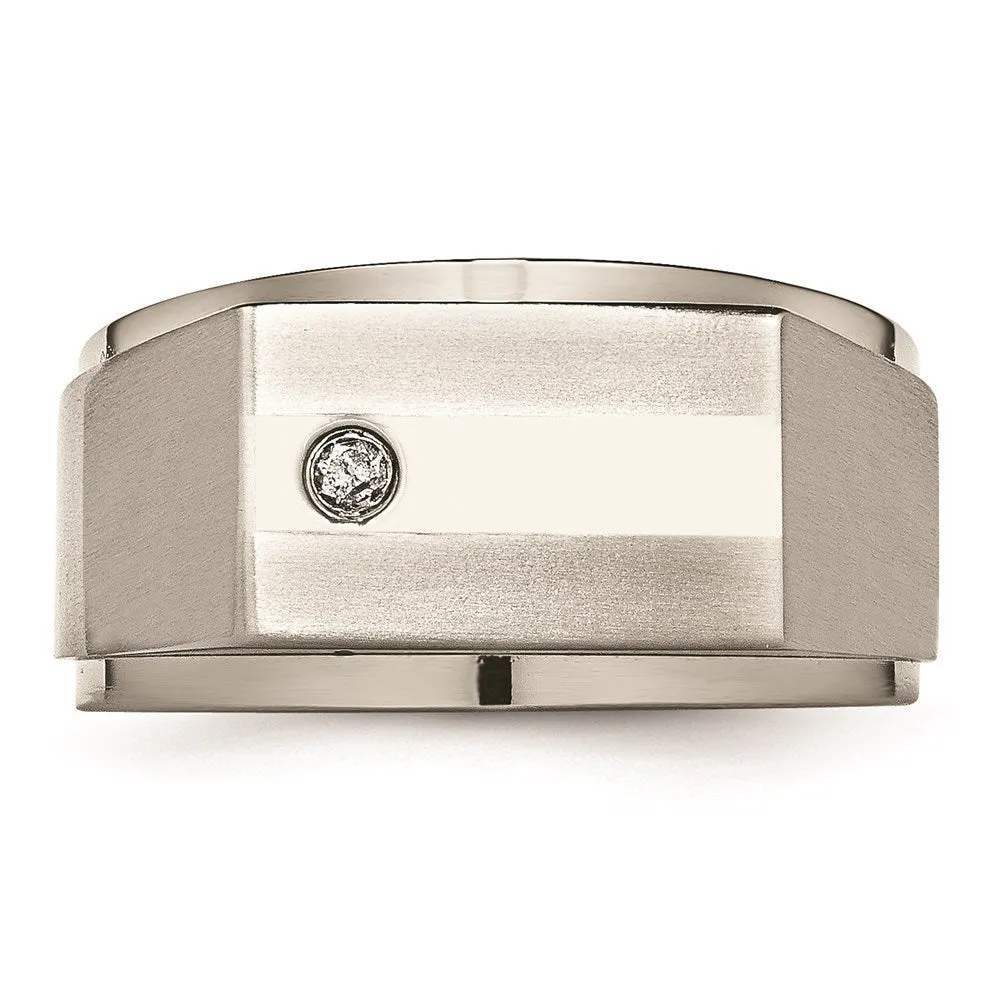Titanium Satin & Polished Diamond Band | TB263AA
