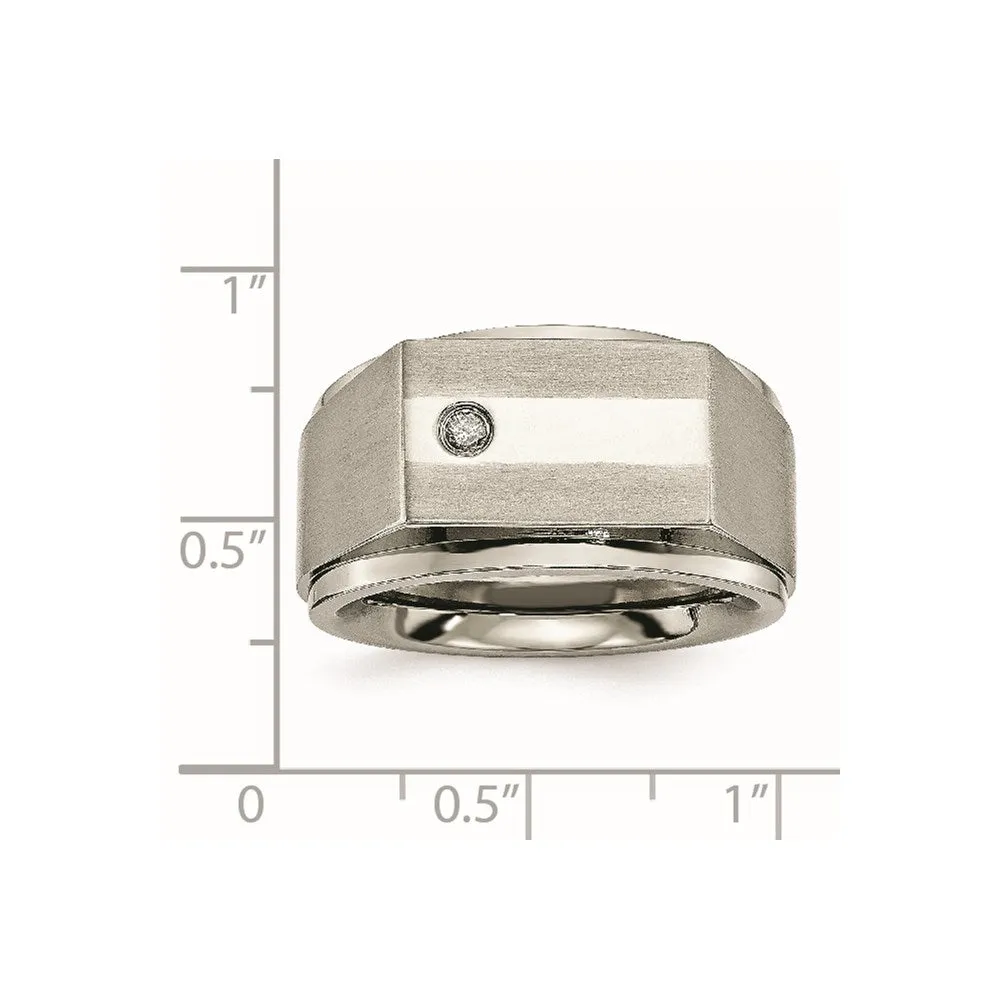 Titanium Satin & Polished Diamond Band | TB263AA