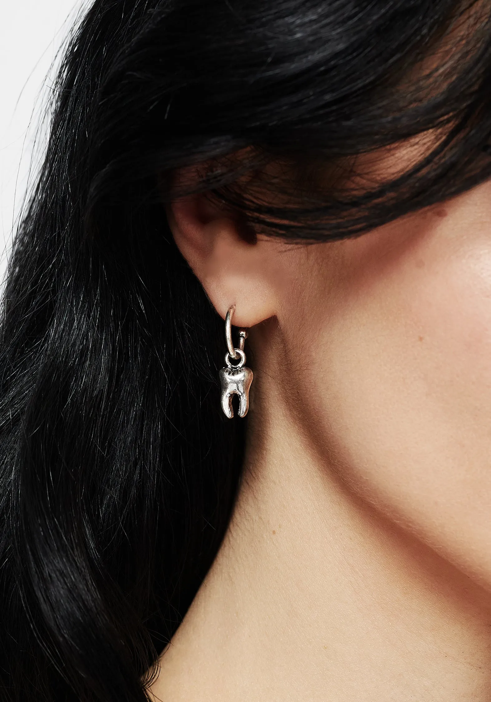 Tooth Charm Hoop Earrings