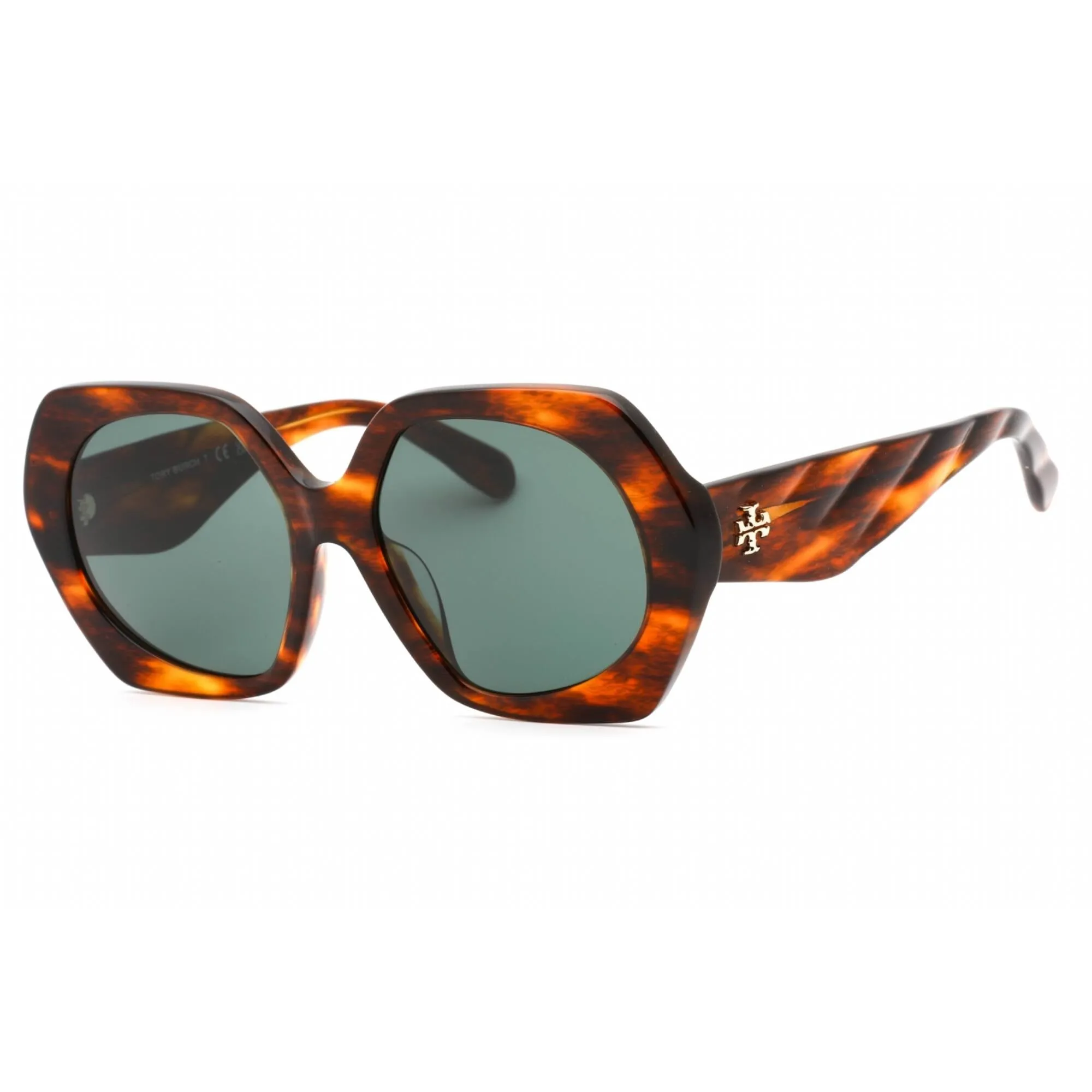 Tory Burch Women's Sunglasses - Dark Wood Brown Horn Geometric Frame | 0TY7195U 19553H