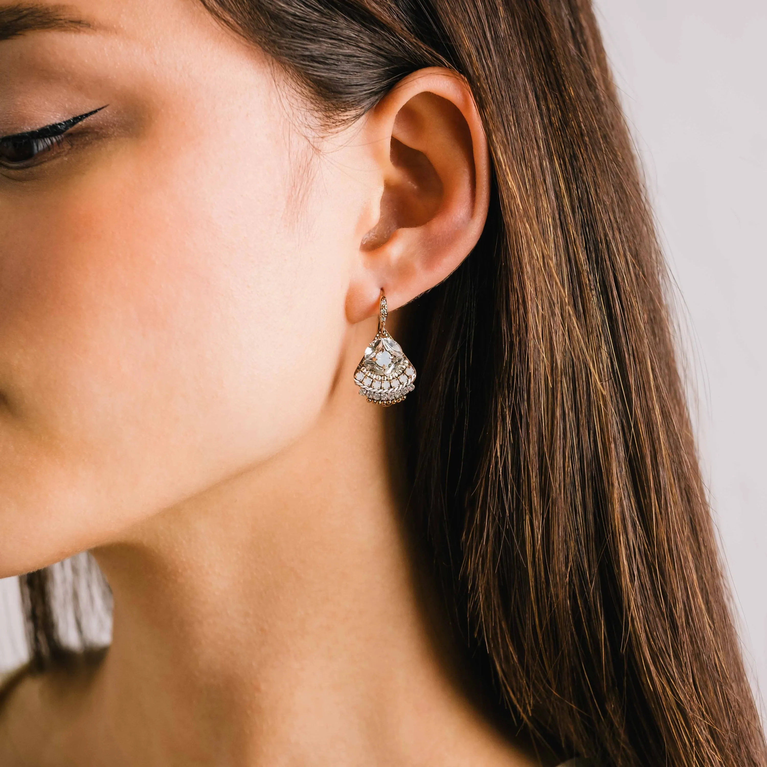 White Garland Drop Earrings
