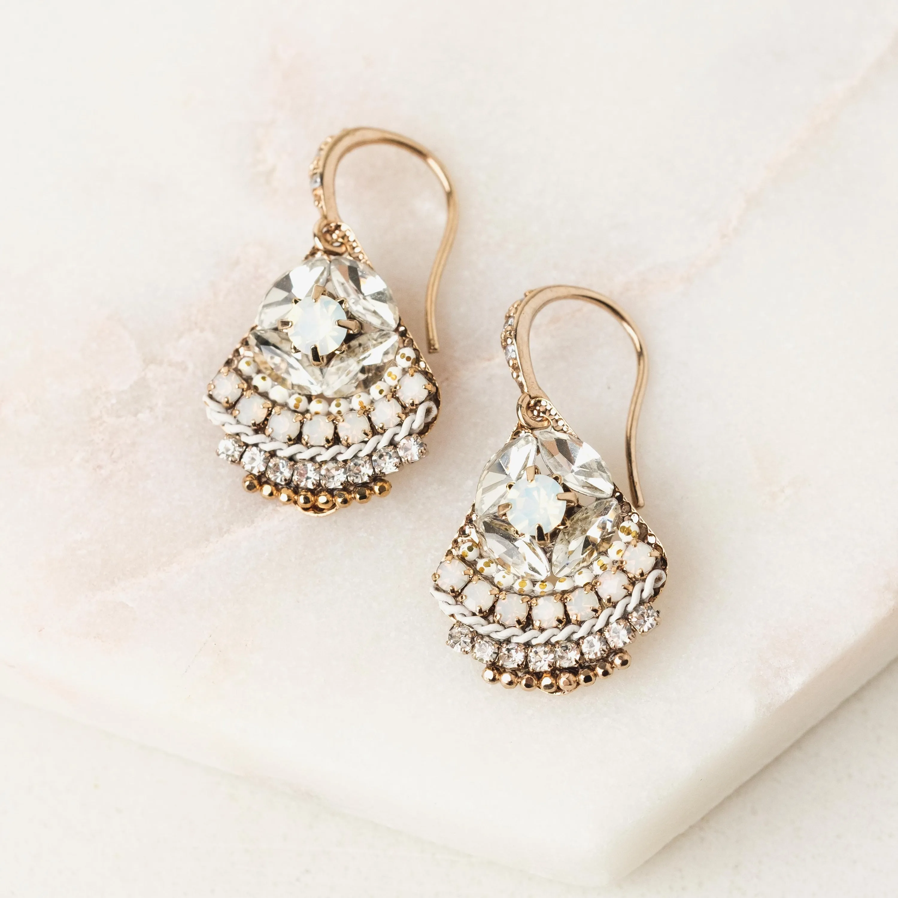 White Garland Drop Earrings
