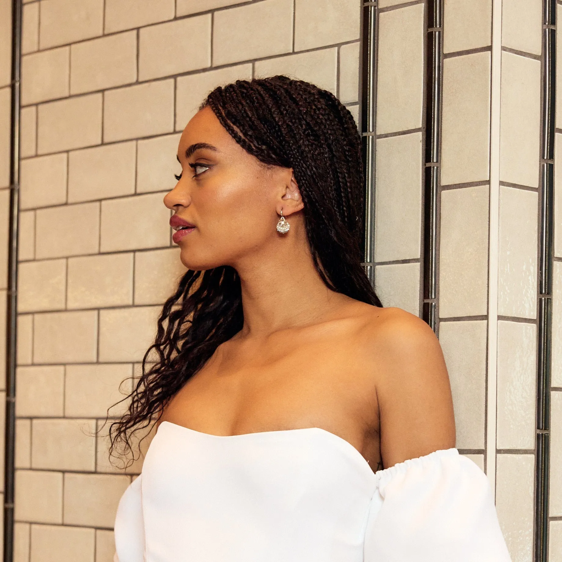 White Garland Drop Earrings