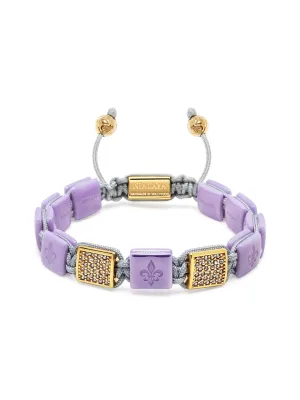 Women's Lavender Ceramic Flatbead Bracelet with Gold CZ