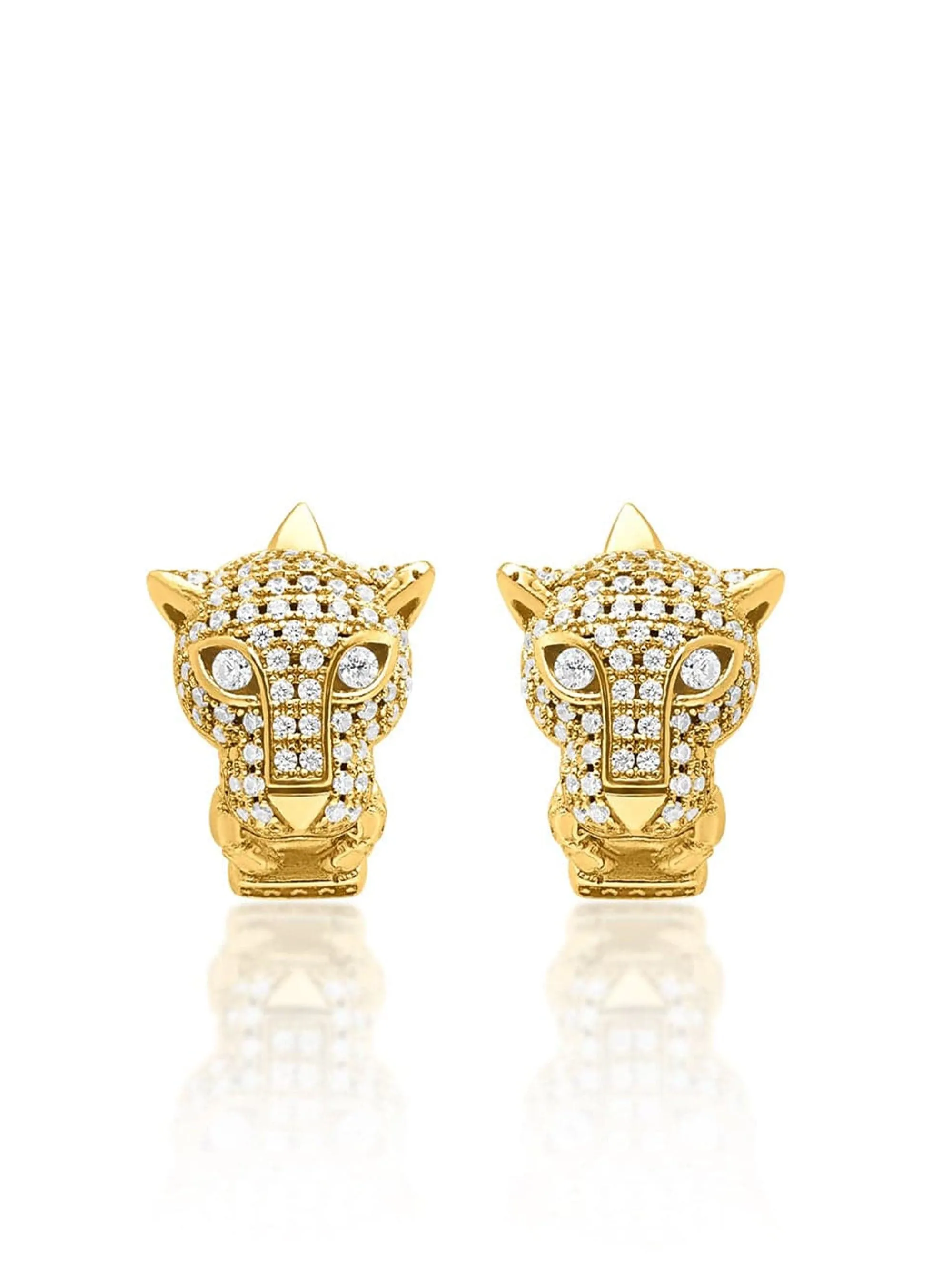 Women's Sterling Silver Panther Huggie Earrings