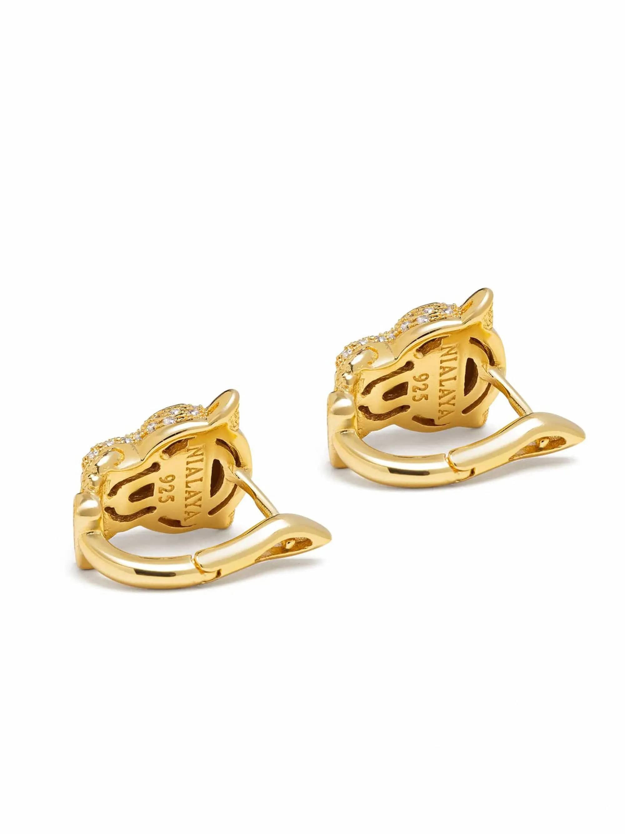 Women's Sterling Silver Panther Huggie Earrings