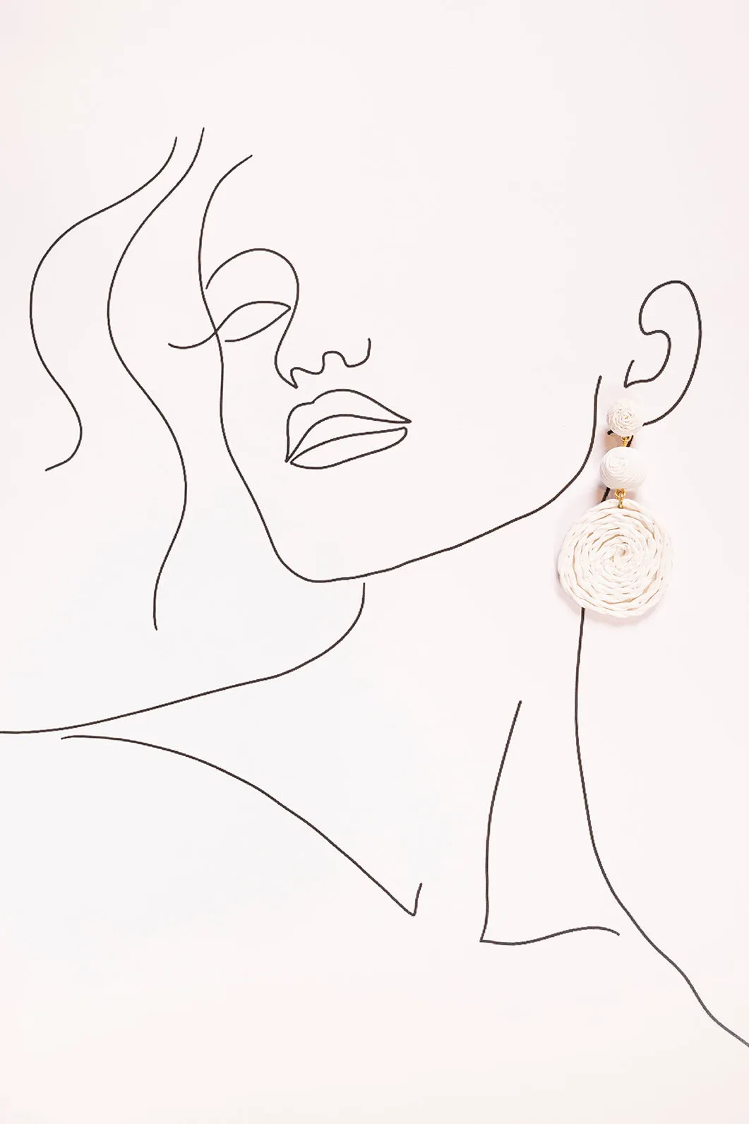 Woven Triple Circle Drop Earrings in White